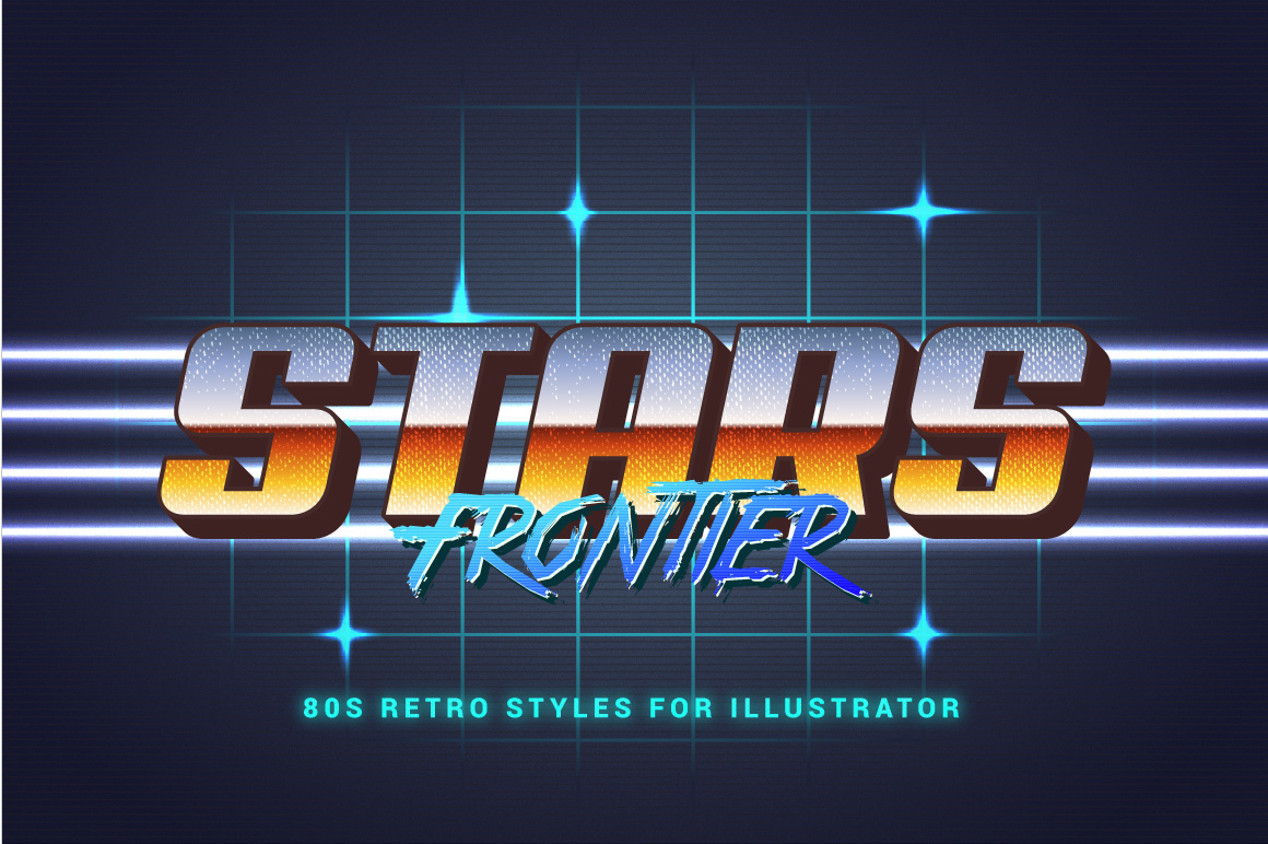 80s Retro vector vintage text effect typography   Illustrator logo poster layer style