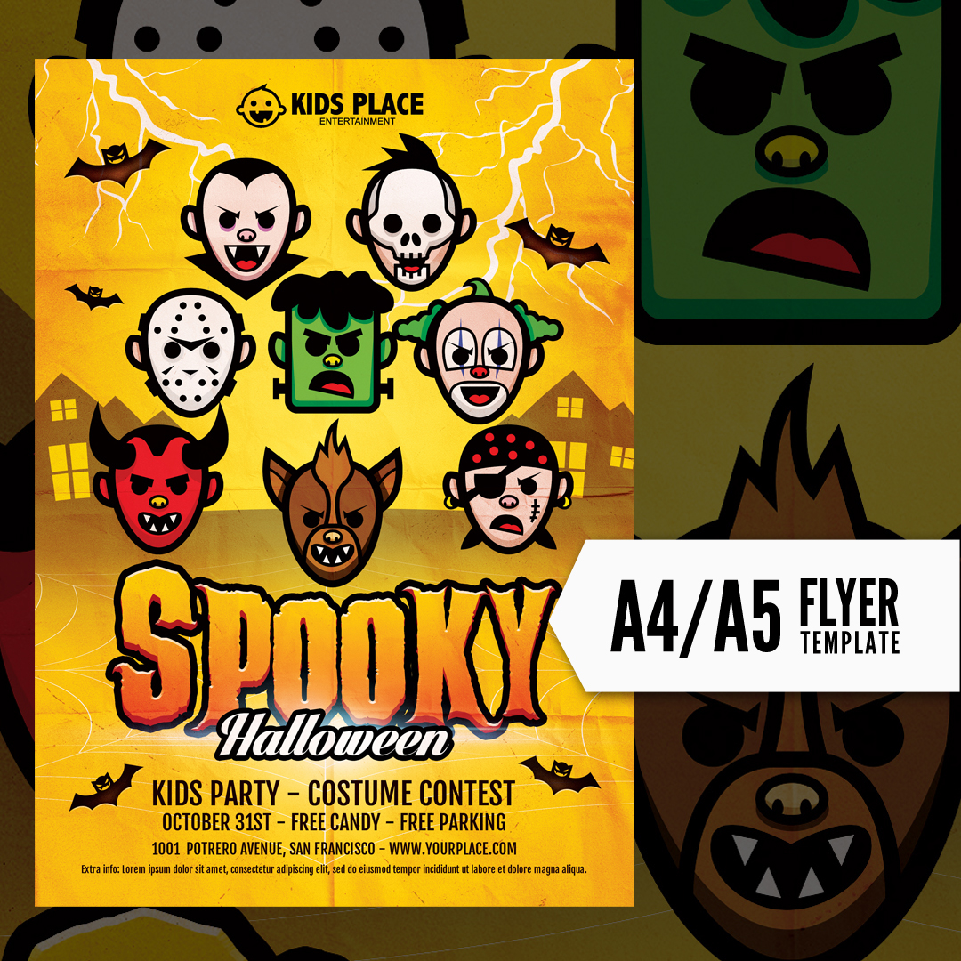 Halloween Scary Holiday flyer template monsters party