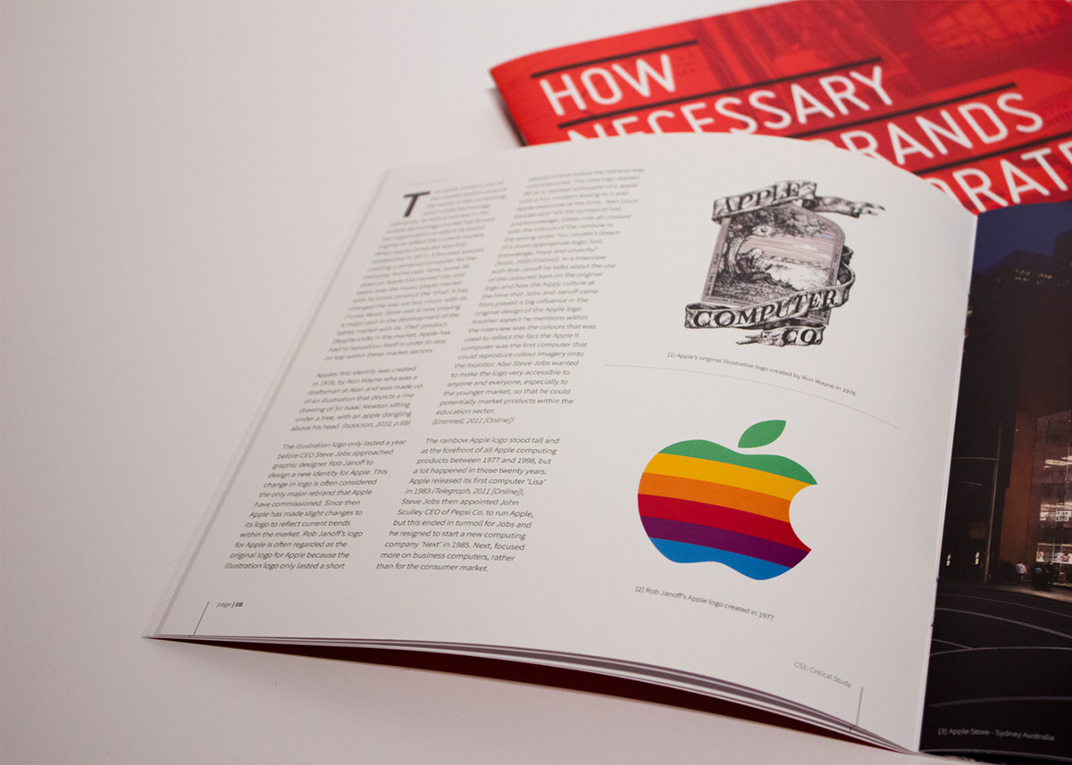 editorial design Booklet brochure publication brands logo American Airlines apple rebranding Rebrand print student