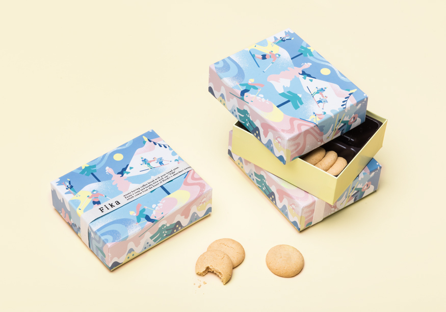 Christmas vector santa raindeer winter snow vector art geometric pink Elfs gifts Food Packaging japan