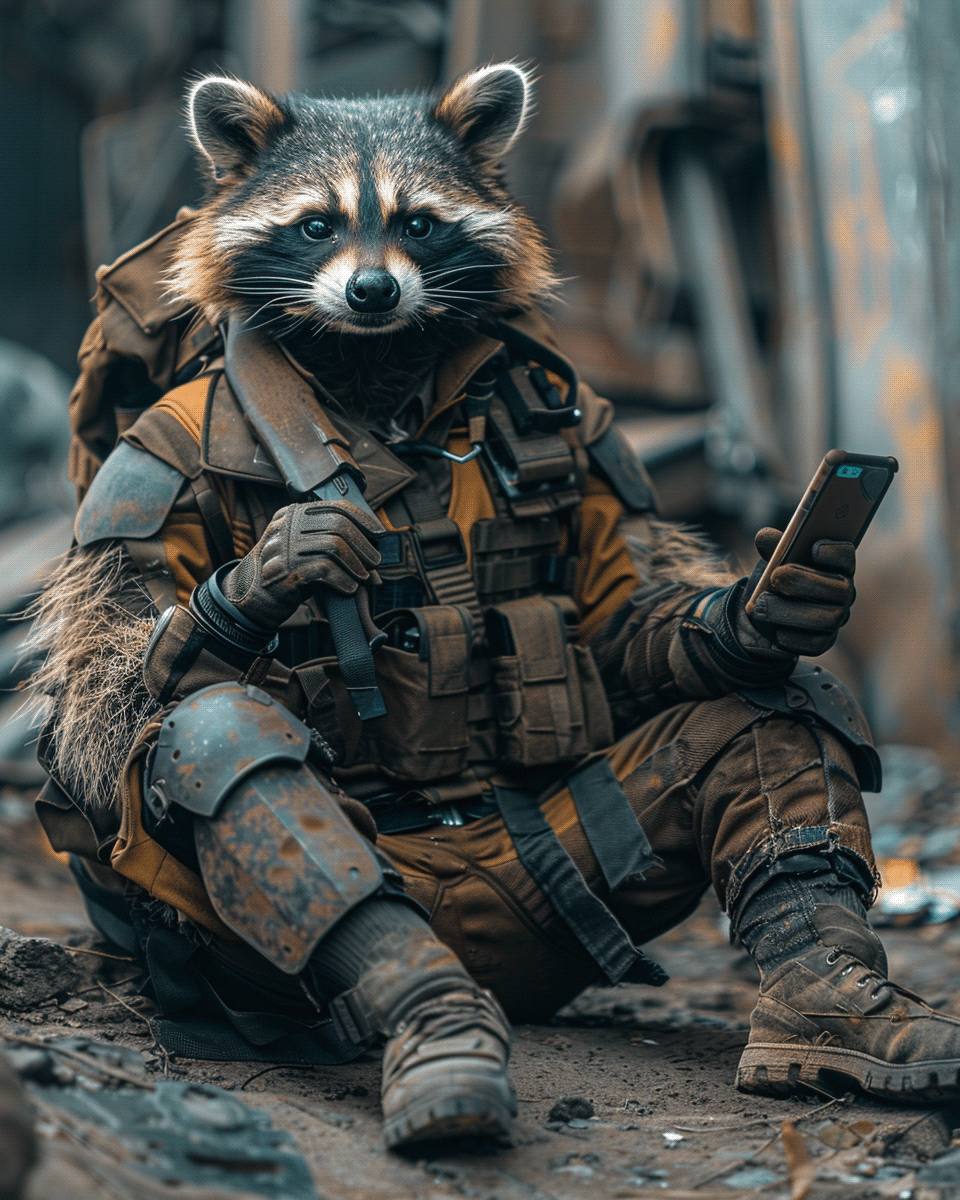 raccoon енот животные warrior воин персонаж ai artificial intelligence midjourney Digital Art 
