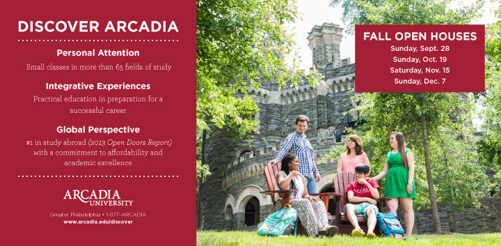 ads advertisement University college discover arcadia Arcadia university
