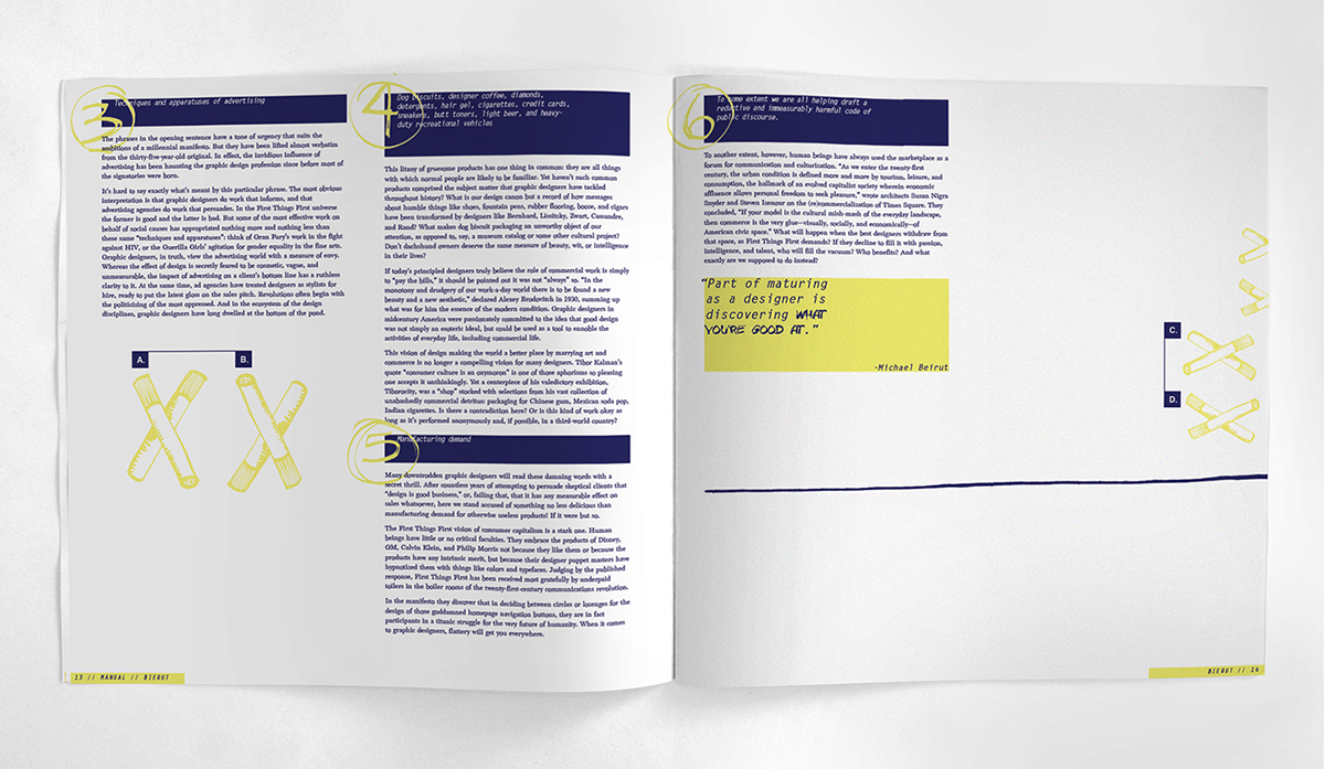 Adobe Portfolio magazine Zine  manual paula scher rick poynor michael bierut 10 footnotes to A Manifesto
