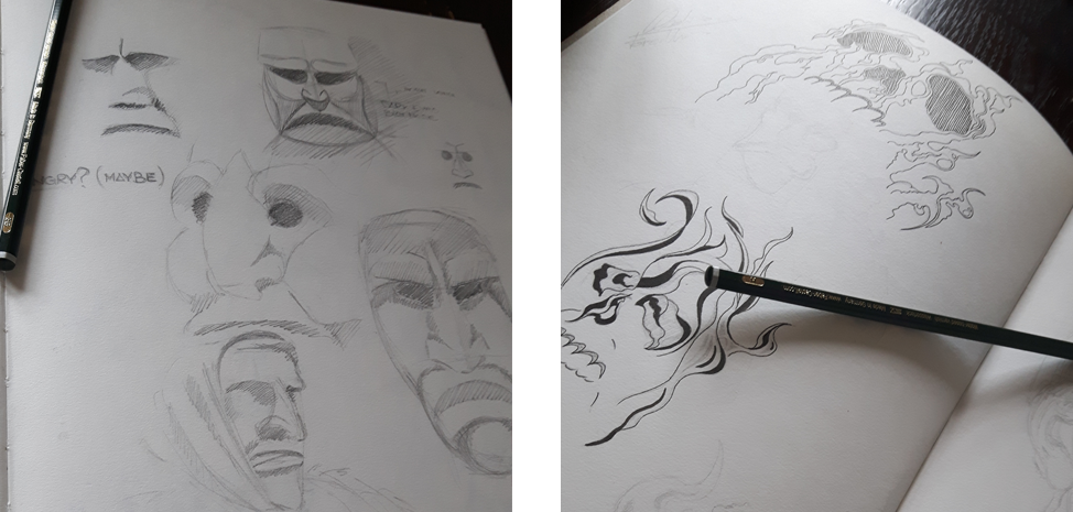 mamuthones design Drawing  mask sardinia ghost spirit fire ILLUSTRATION  vector