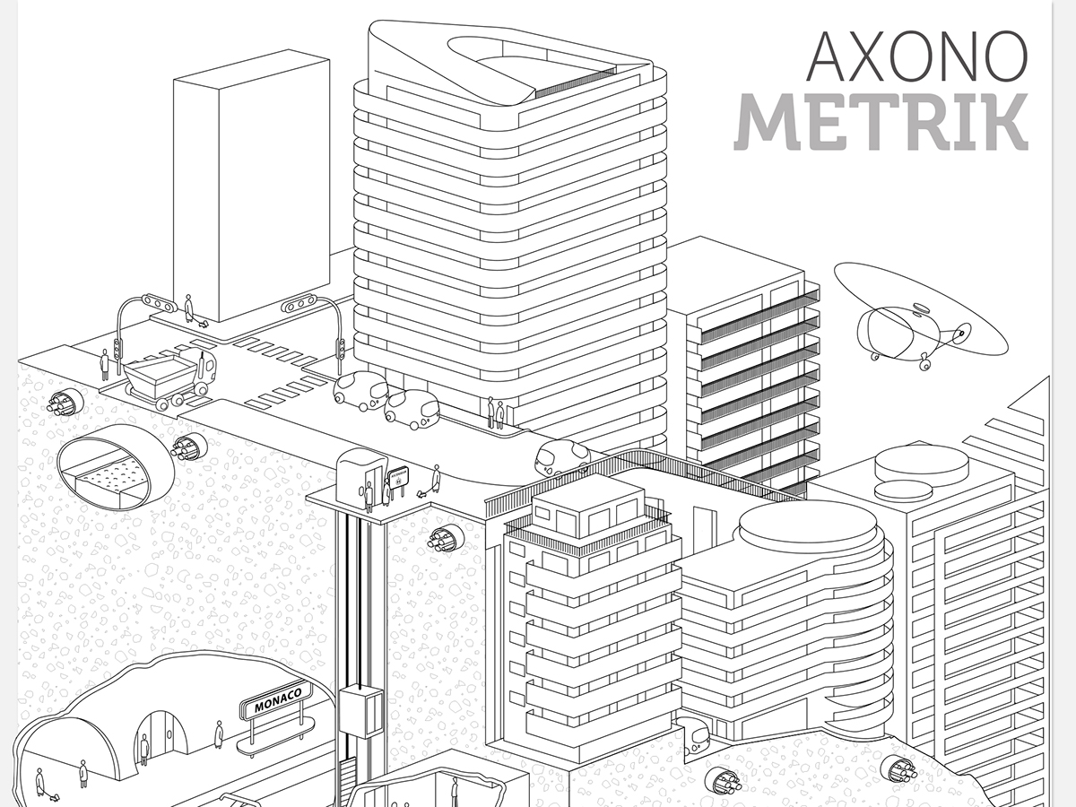 axonometrical illustration Monaco Urban study White book urban sequencies