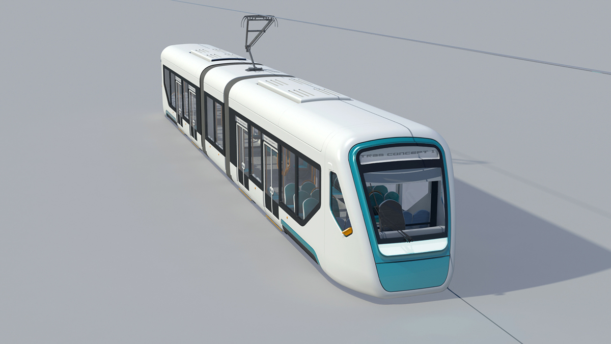 tram train design Render photoshop industrial concept