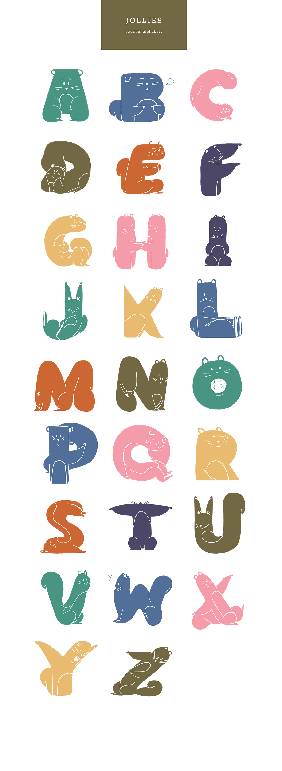 alphabets squirrel joy children lettering