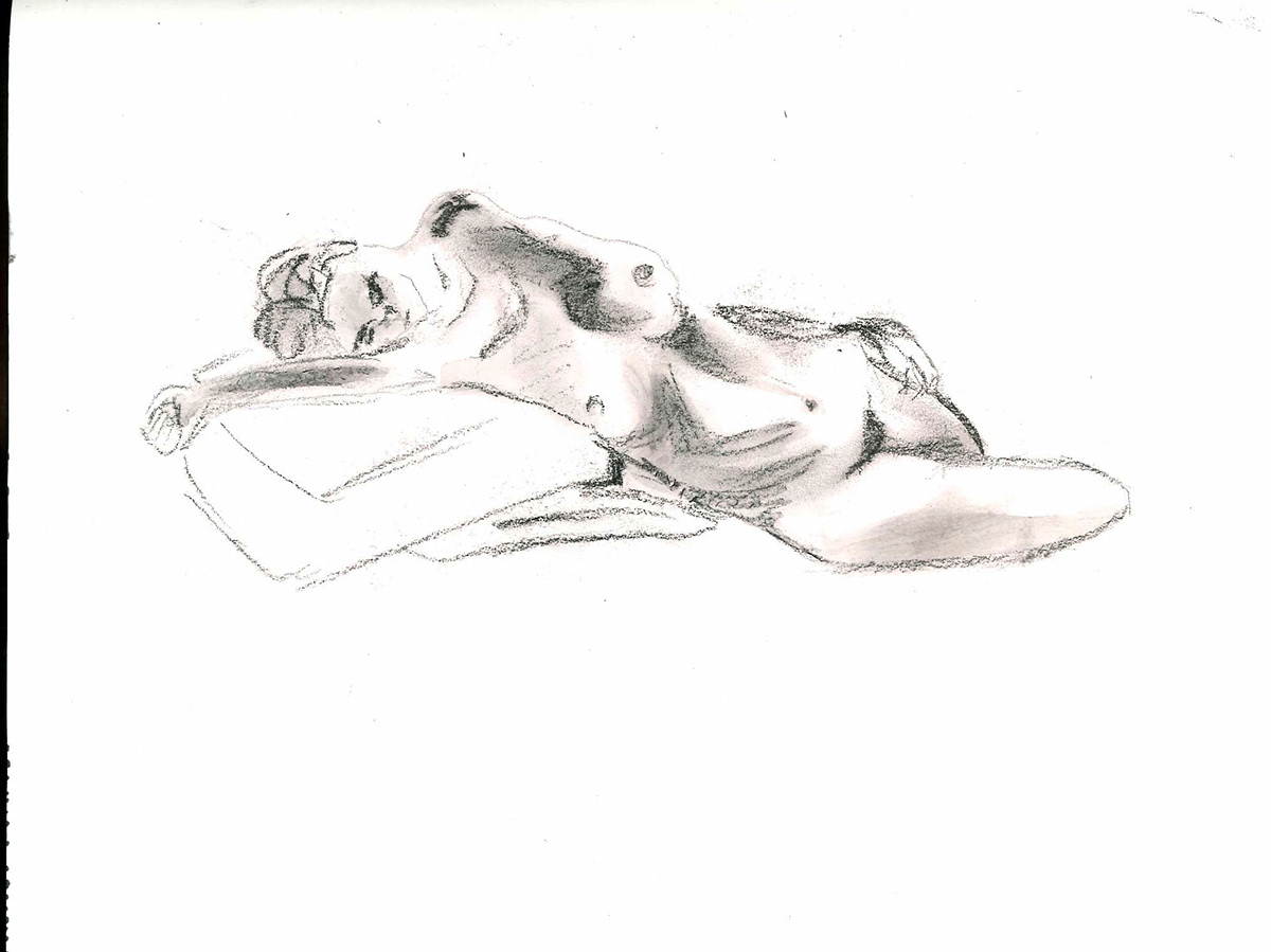 Figure Drawing nude woman men sketch model acrylic ink paper