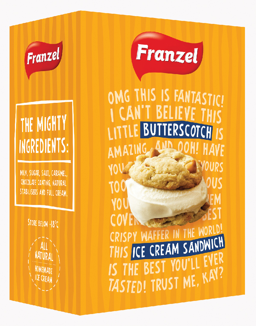 packaging design franzel Pesca ice cream alternative commercial Fun