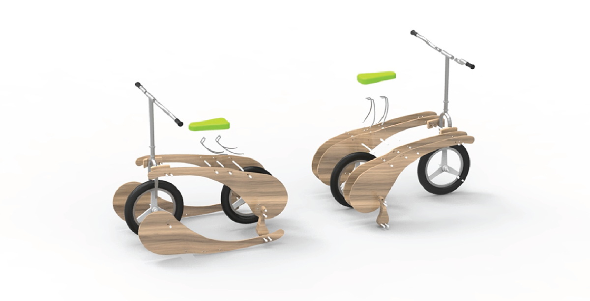 Bike green child Project tecnologias wood simple