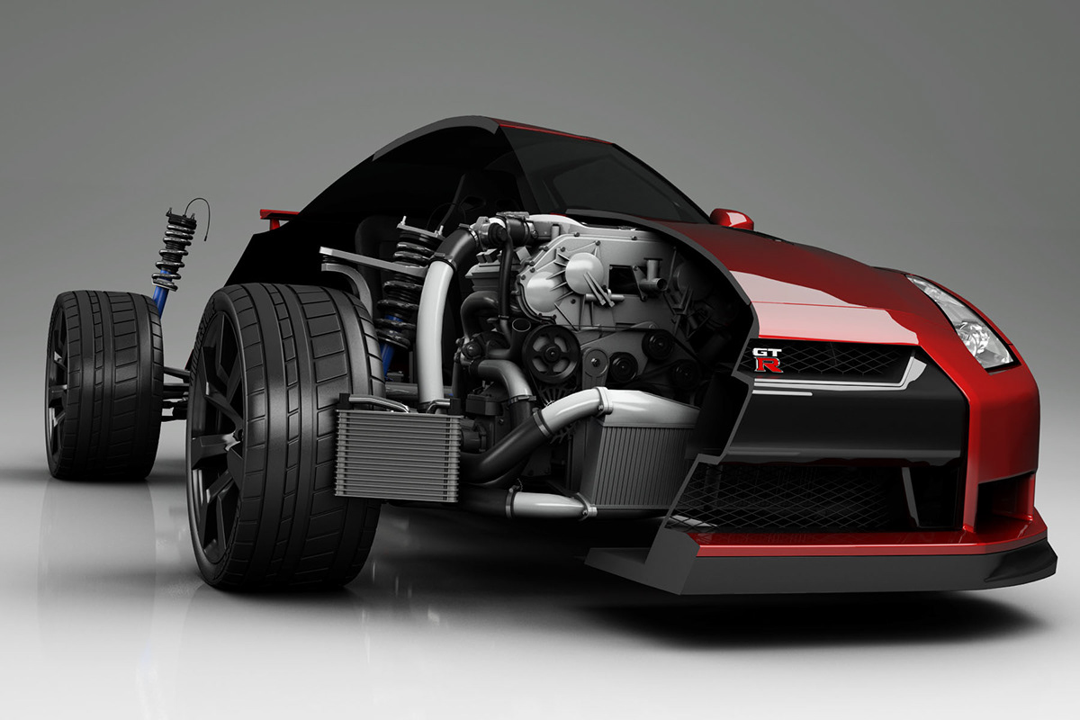 industrial Nissan GTR Bike motorcycle rsv4 3D art engine 3ds MAX