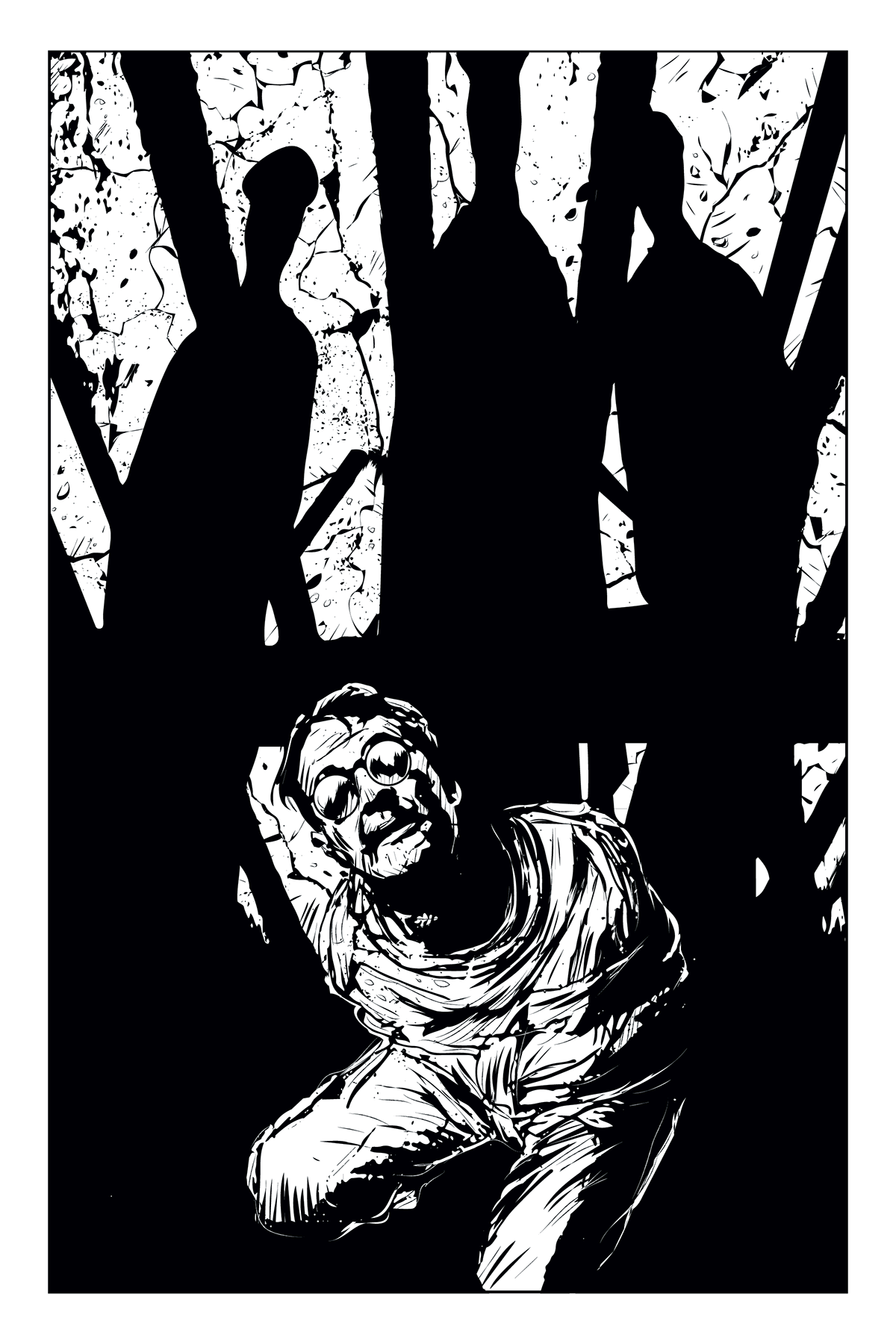 black and white Comic Book digital illustration Drawing  Graphic Novel Horror Art noir poe art edgar allen poe retro style