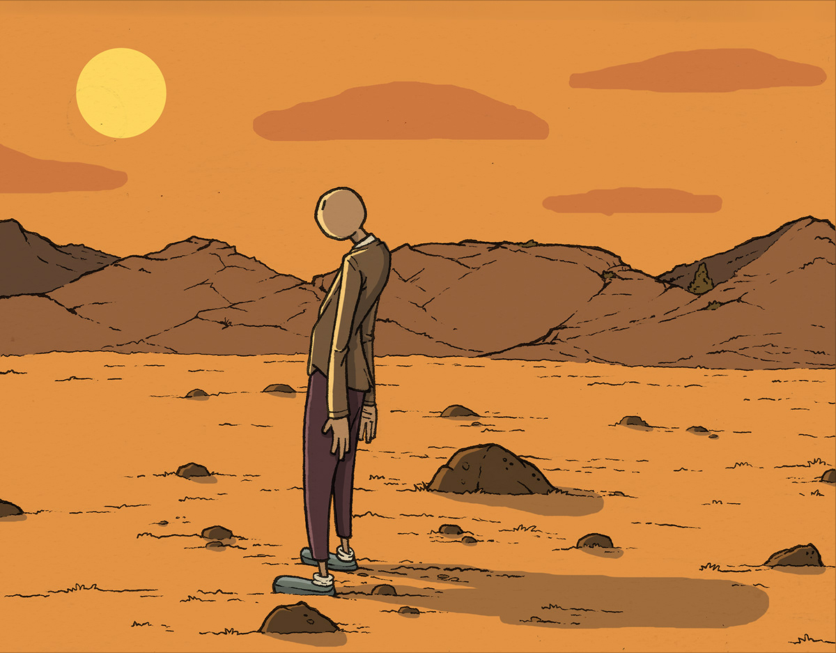 loneliness sunset DAWN orange desert Landscape