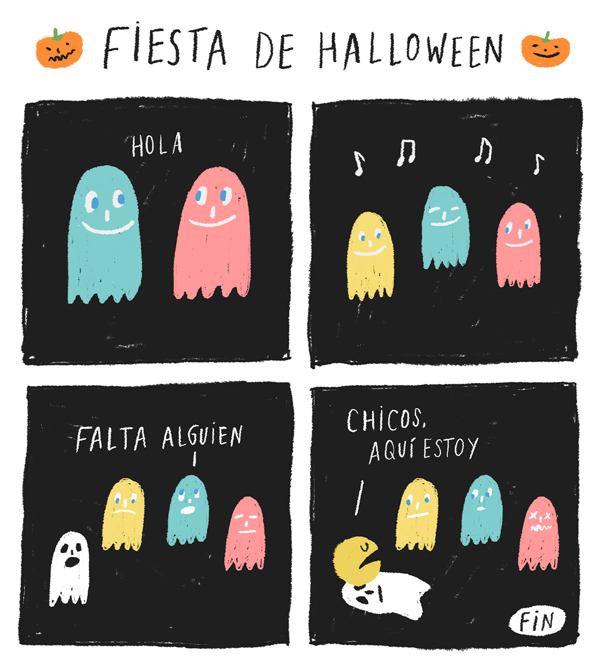 Halloween fiesta fantasma ghost Pacman dibujo dibujitos today