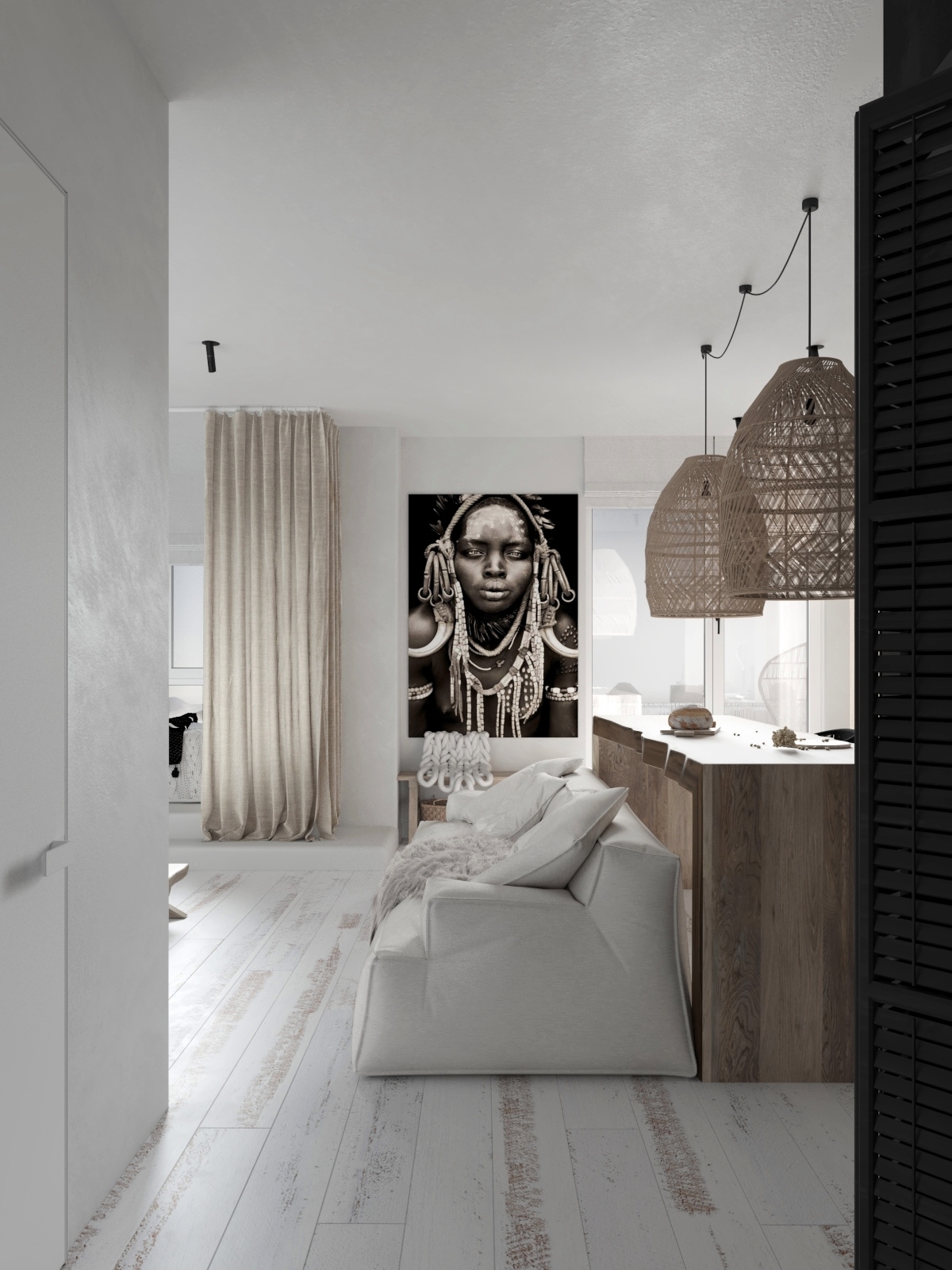 Ethnic wood Minimalism whiteinterior africa Scandinavian straw skull apartment