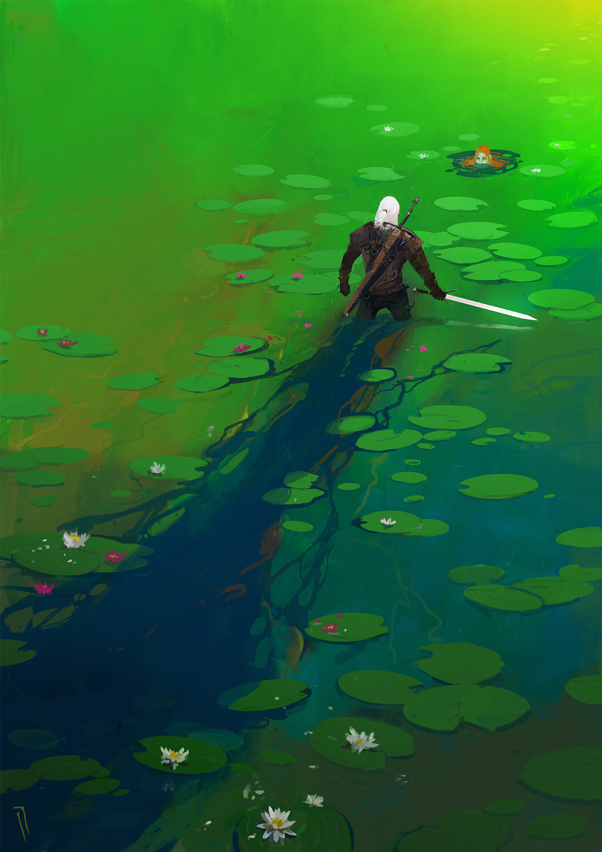 2D concept Enviro environment fanart geralt GeraltOfRivia scenery swamp witcher