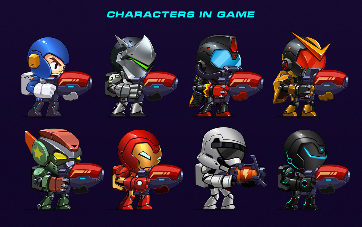 zetaman video game Character design  UI