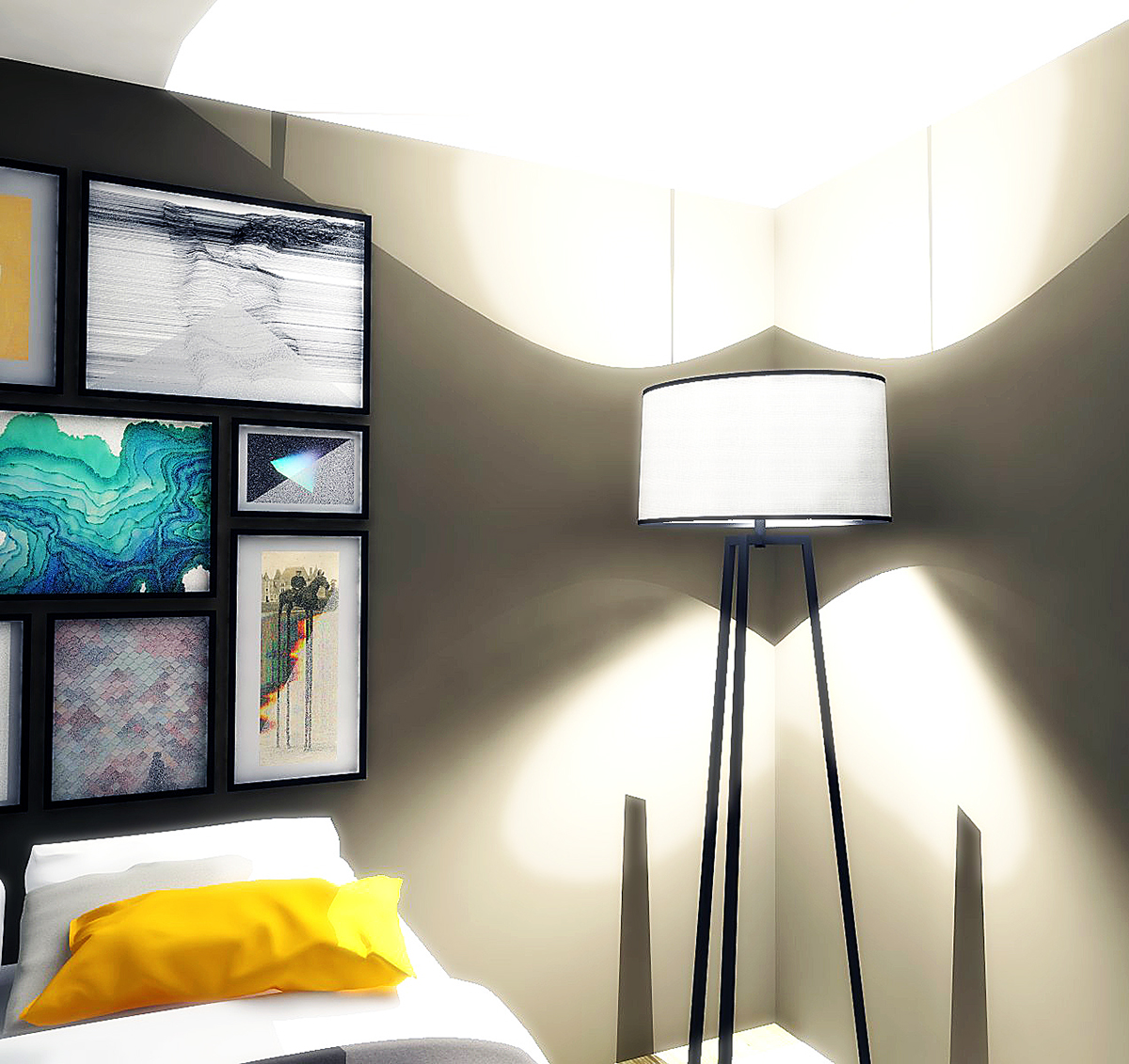 bedroom Interior 3D model Render SketchUP Render design light visualisation vray arquitectura housing