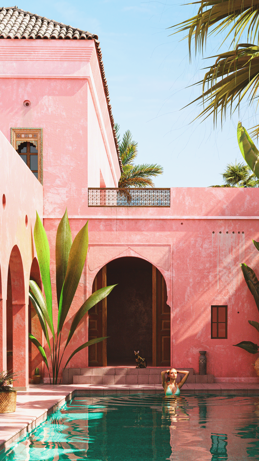 Marrakech marrakesh Morocco arabic egypt Pool Render corona exterior architecture