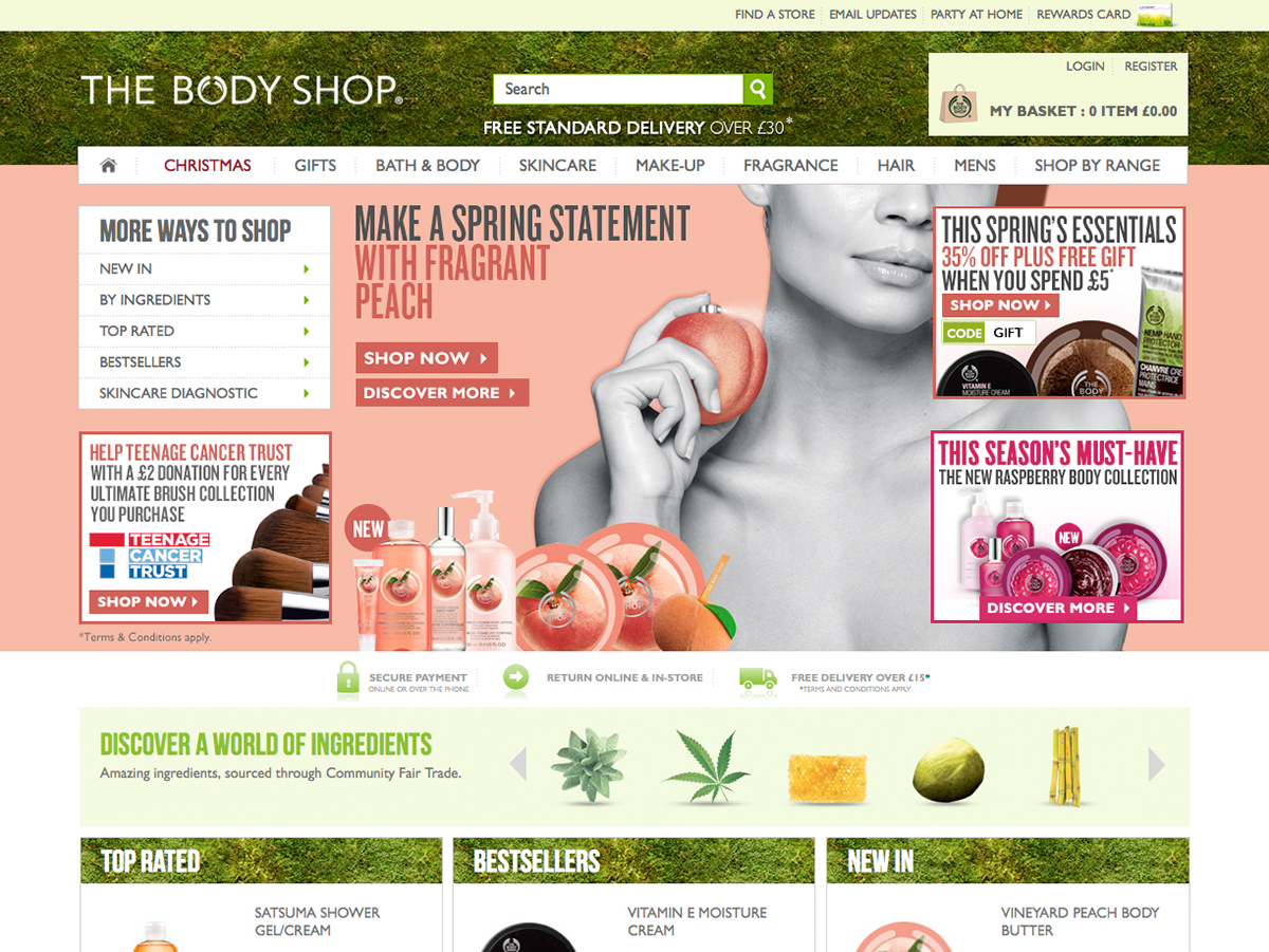 Homepages the body shop ux UI