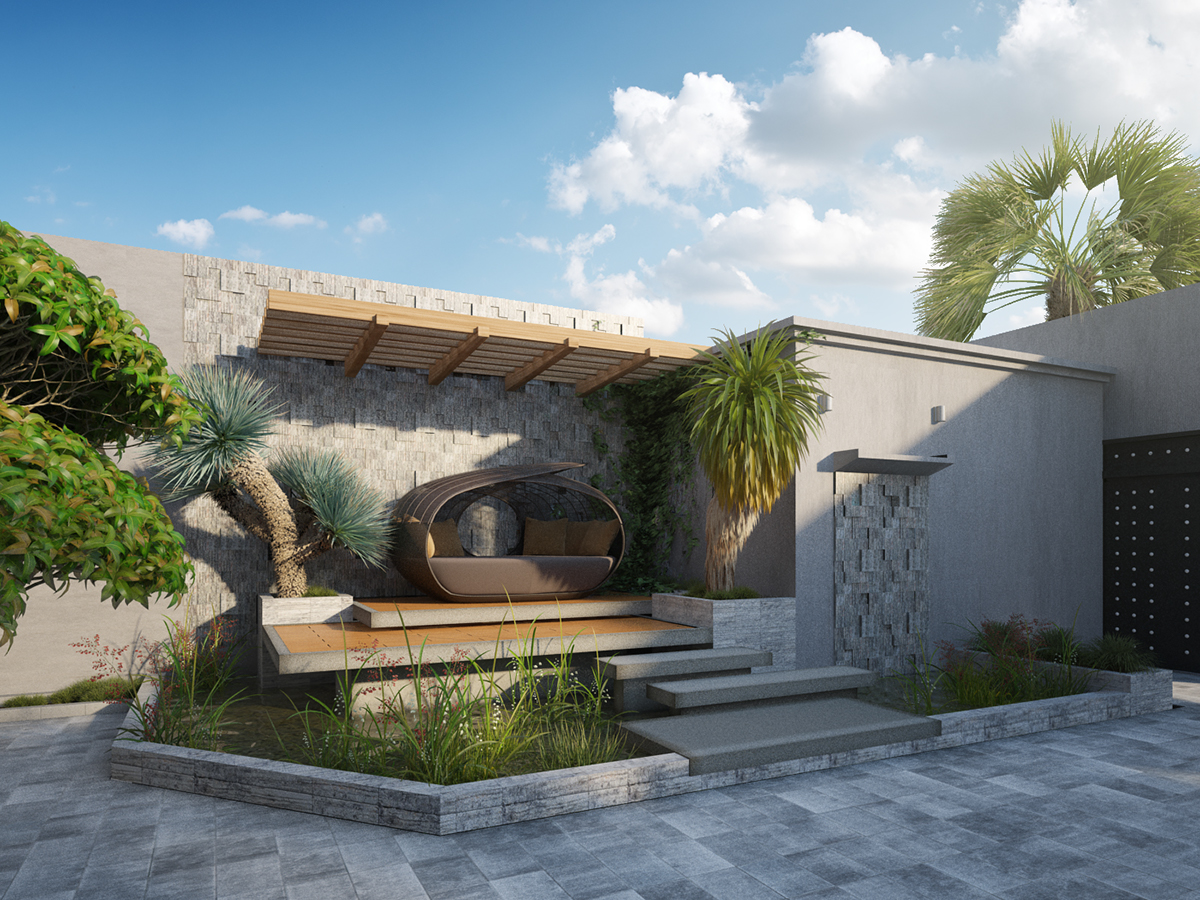 exterior design Render 3dsmax visualization arabia UAE Villa house