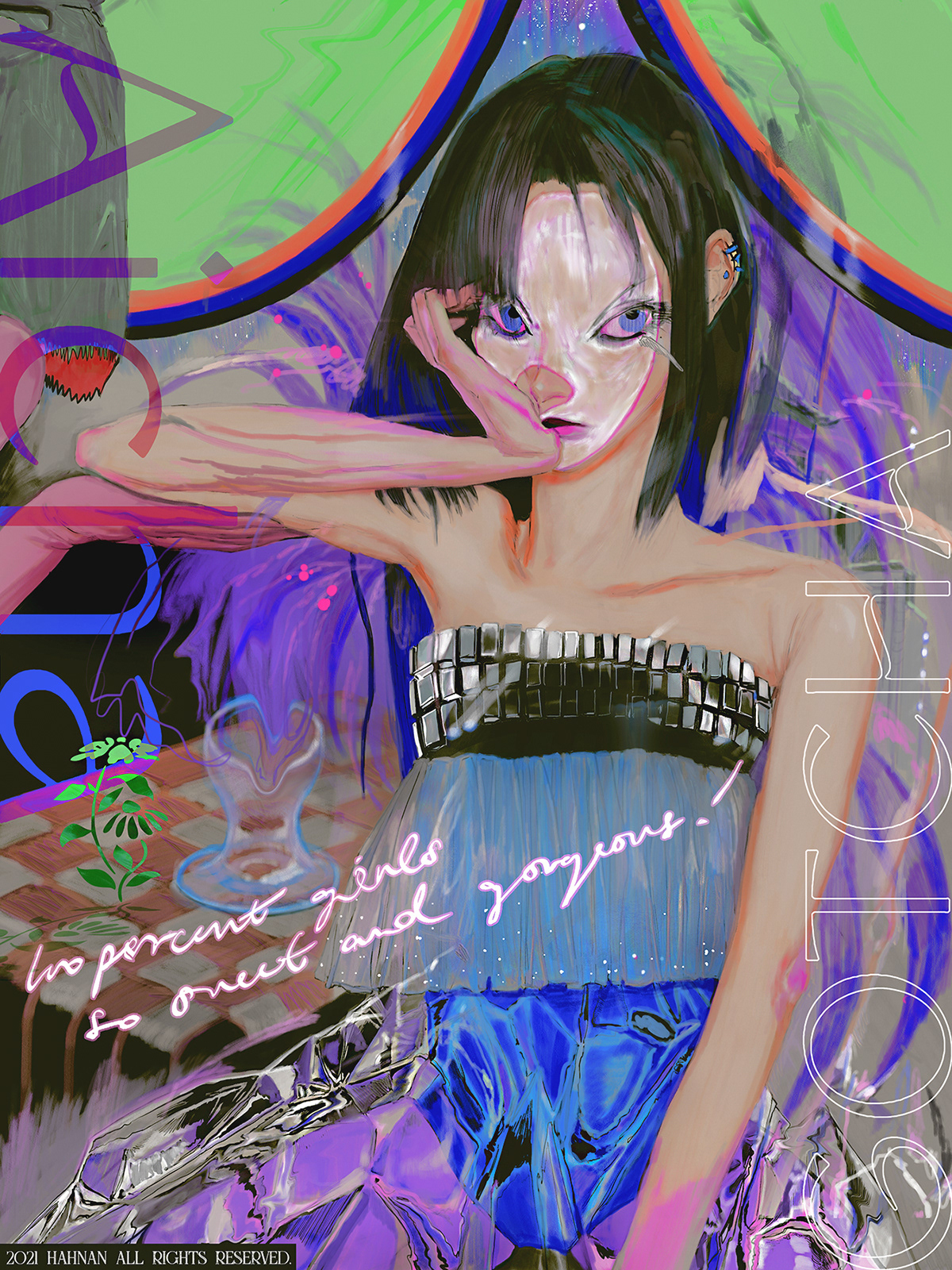 100percentgirl art colorfulart comics Cyberpunk girls idolist illust ILLUSTRATION  conceptart
