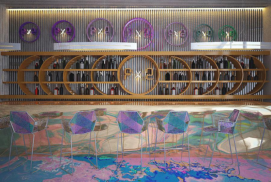 rainbow 3D Interior restaurant Food  design colour visual Russia cook furniture art designinterior bar