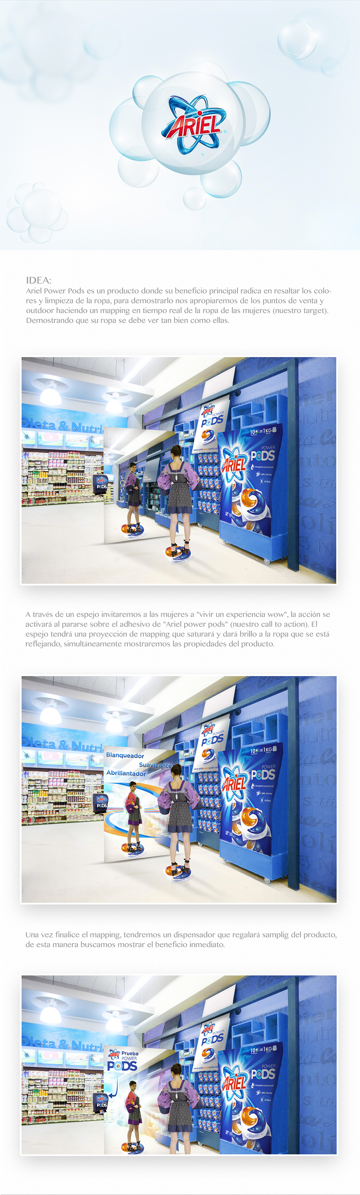 mafiu ARIEL Powerpods supermercado digital espejo idea