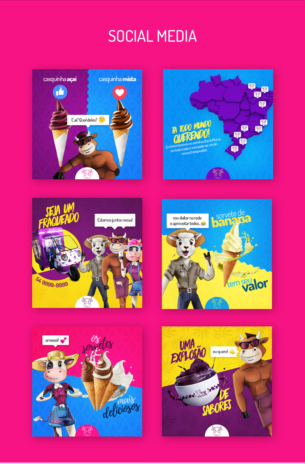 illustração gimmick Character logo branding  sorvetes ice cream animals ILLUSTRATION 