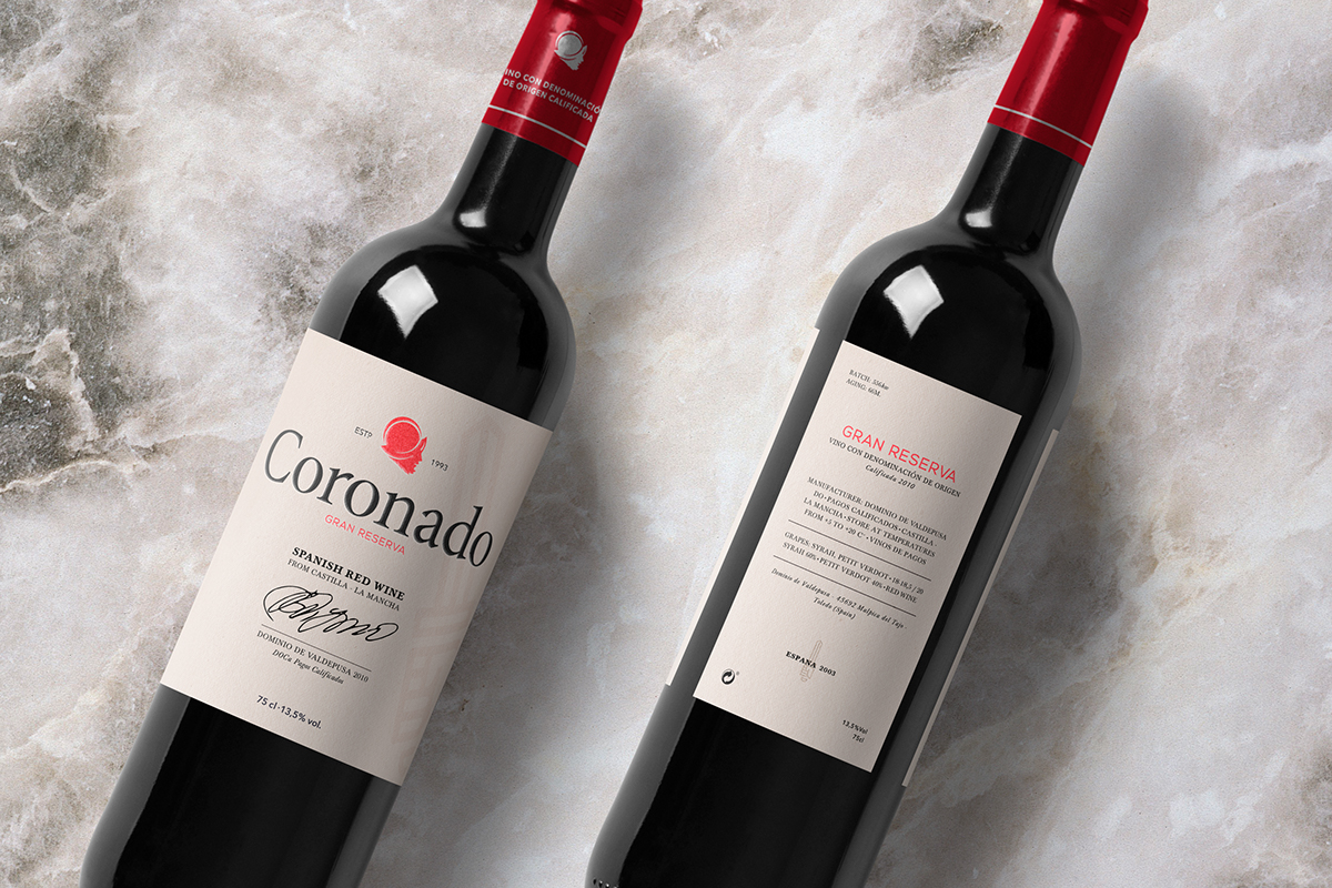 wine Wine Bottle identity Logotype logo graphic design  red package design  Red wine spain