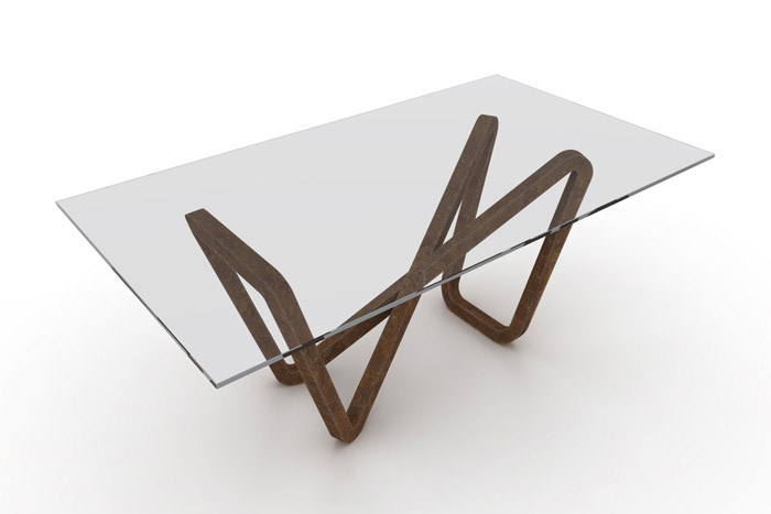 mobius table steel glass minimal twisted