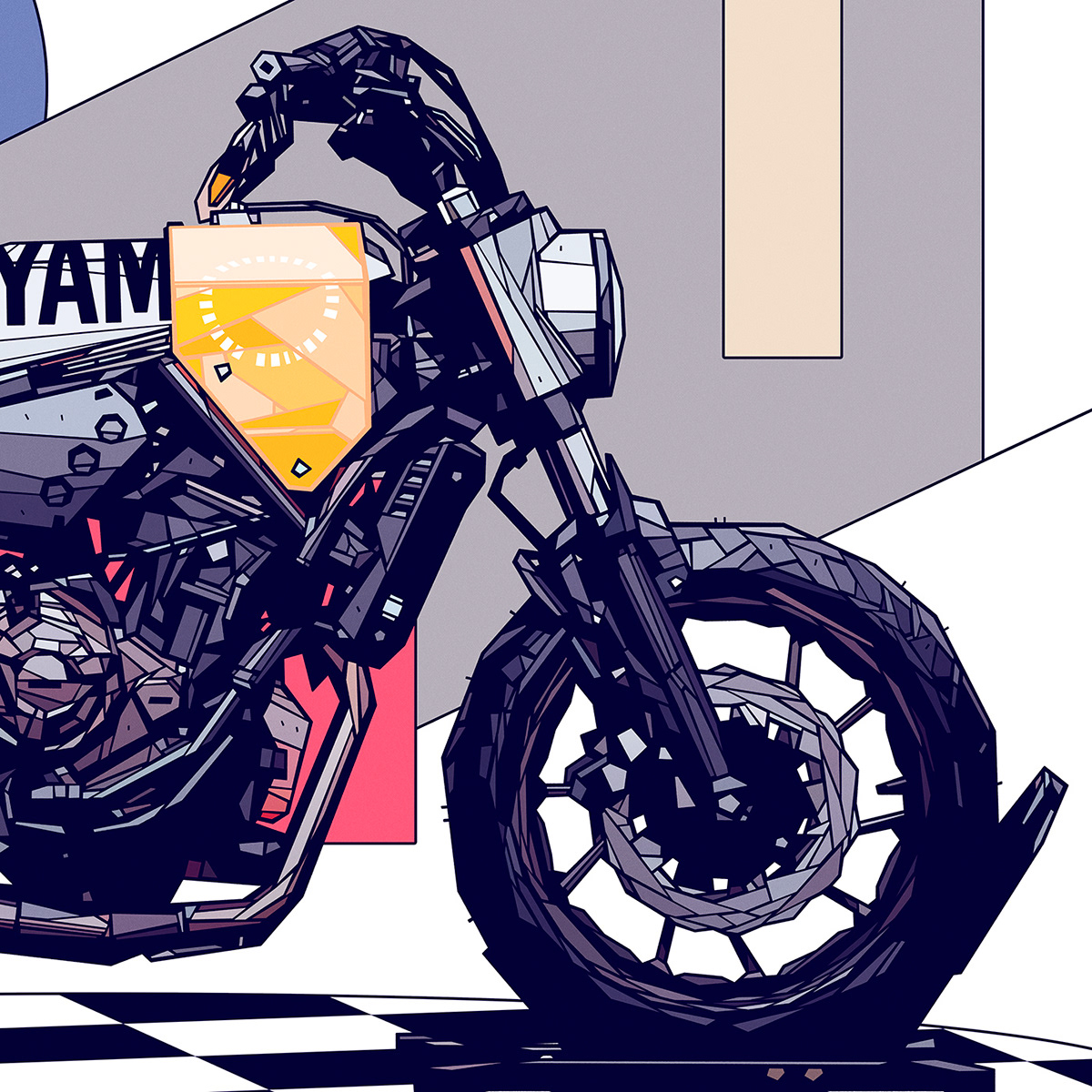 cafe racer Digital Artwork digital illustration ILLUSTRATION  motorbike motorbikes motorcycle motorcycles racer yamaha