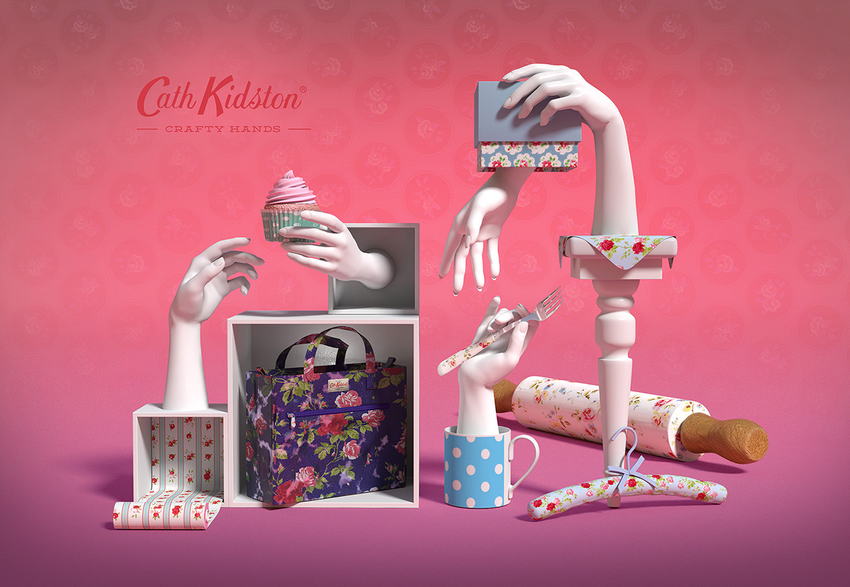 Cath Kidston 3D hands 3d art CGI Flowers wallpaper bags ngon