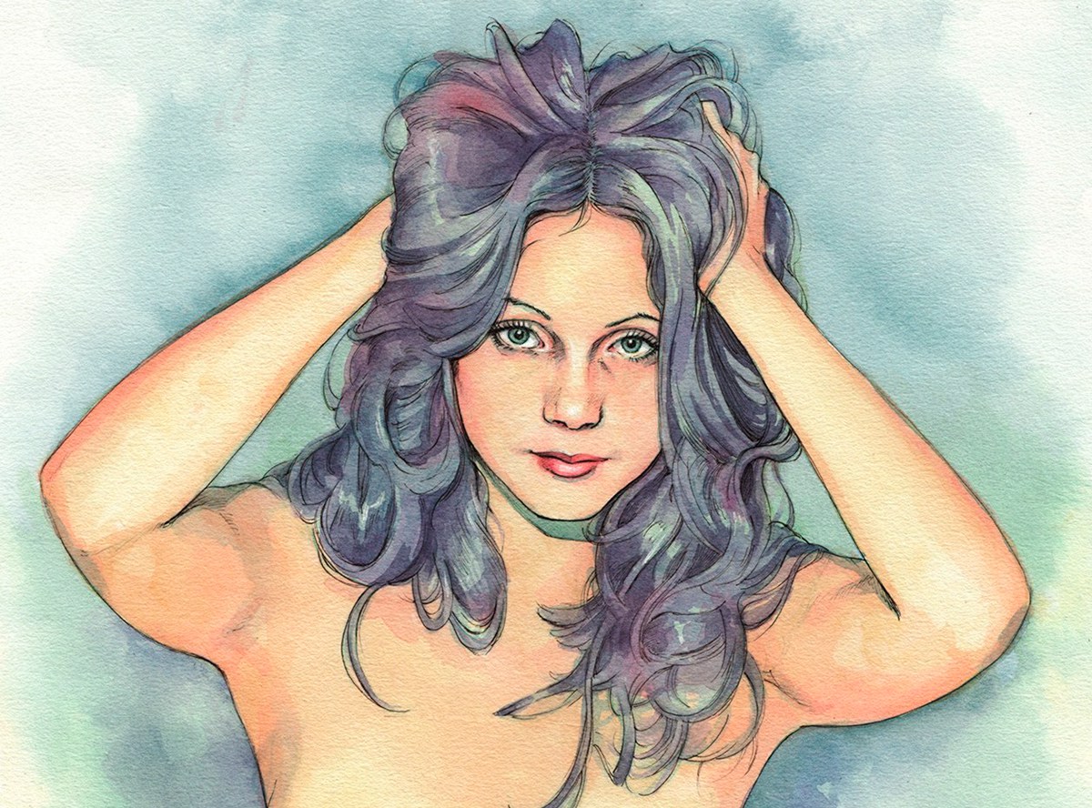 watercolor portrait commission art artwork illust woman nude beuatiful ink