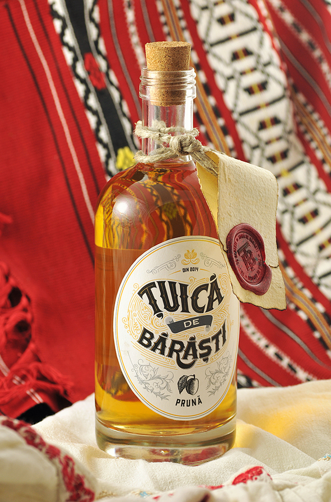 Brandy tuica traditional bottle alcohol old Plum romanian