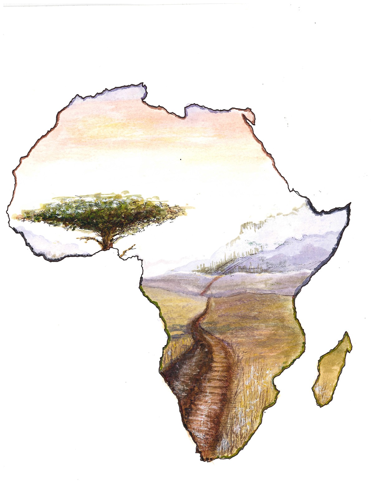 africa Landscape african landscapes Paintings Africa Painting waterfall scenic