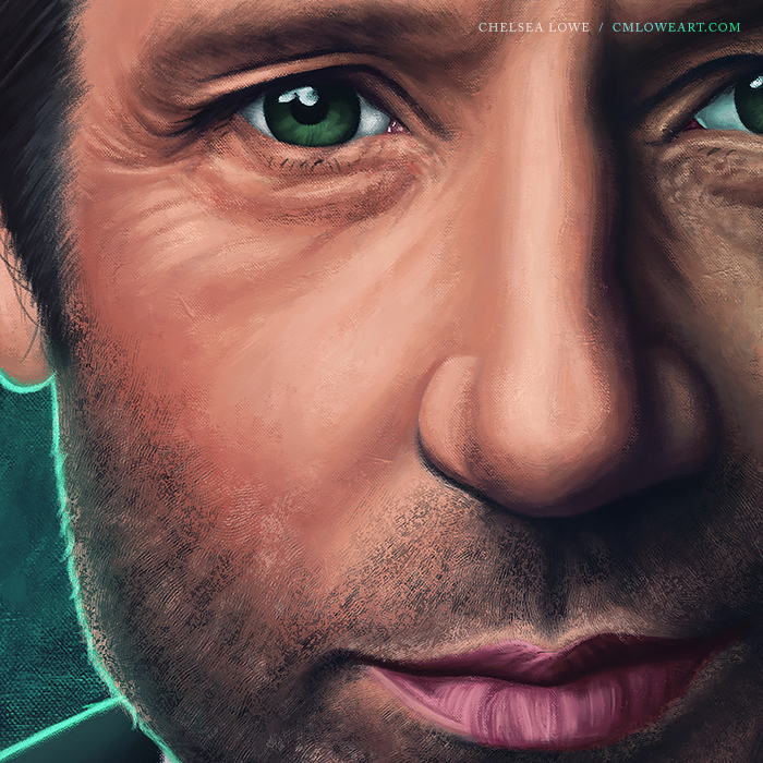 the x files fox mulder dana scully david duchovny gillian anderson digital painting poster