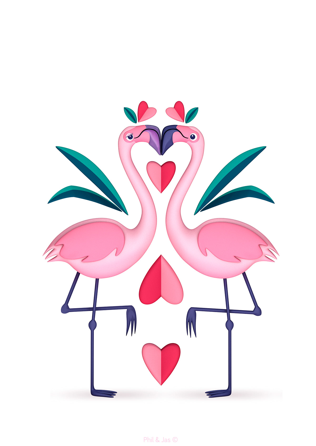 valentine flamingo UI ux design Web DigitalIllustration ILLUSTRATION  cinema4d Illustrator