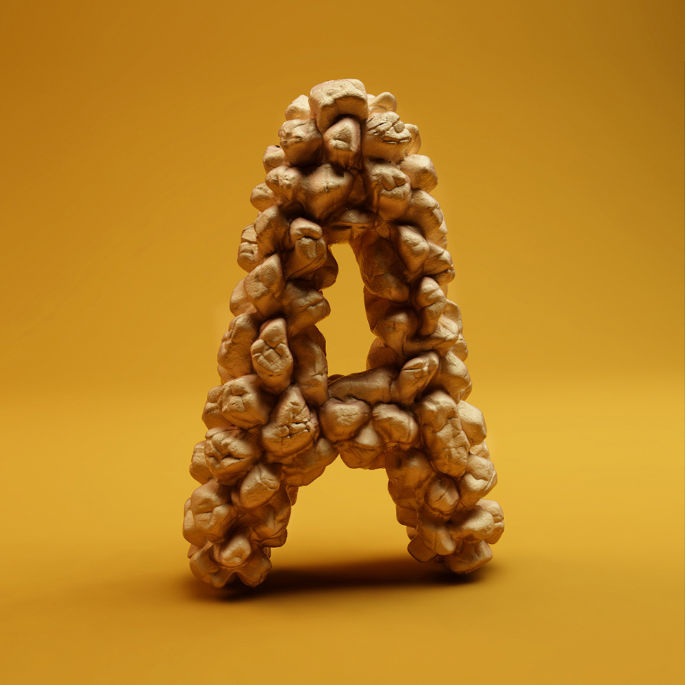 alphabet lettering 3D CGI 3d typo 3D typography 3D lettering cinema4d 3D Type type letters 3d letters sculpted Food  chocolate