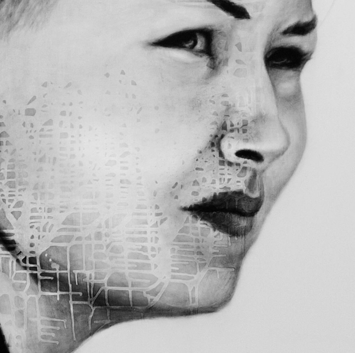 tattoo black & white woman canvas Yong Chang Chung