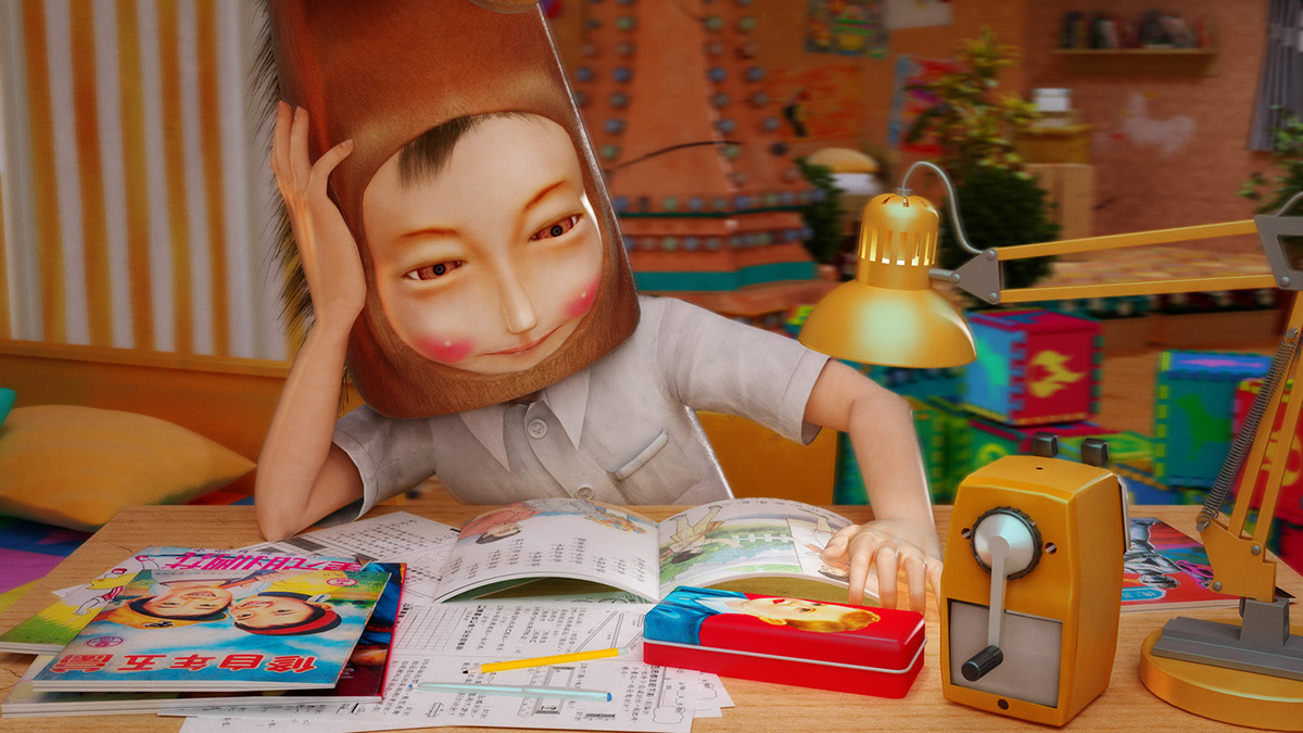Render concept 3D hourse child family animation  house amusement park Memory
