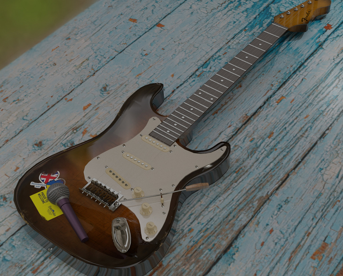 guitar music 3D Render visualization game design  art 3d modeling Maya modeling