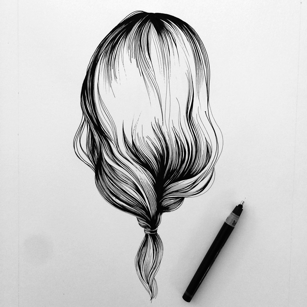 dessin postiche   hair chevelure art paint ink paper detail rotering black Arabesque volute art appliqué
