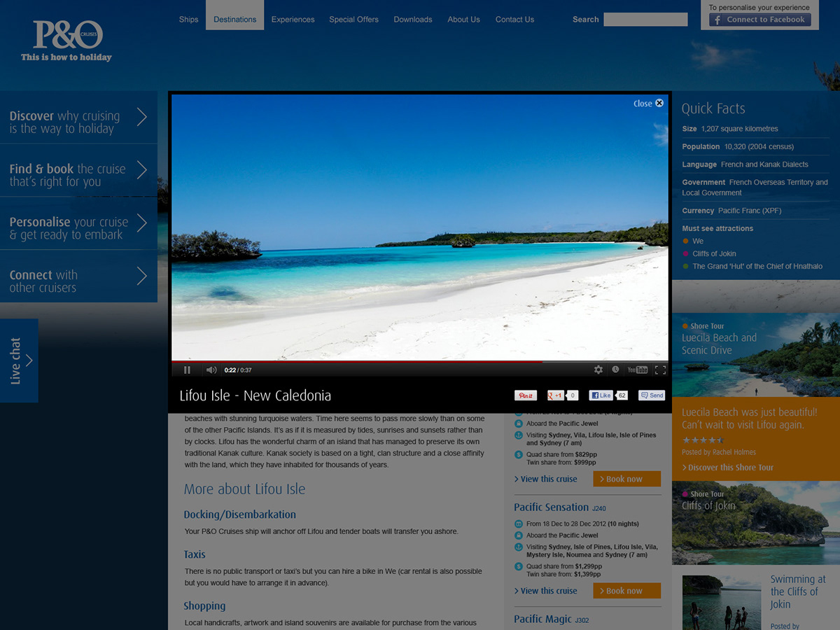 P&O P&O Cruises cruise interactive Web mobile tablet Australia UI ux