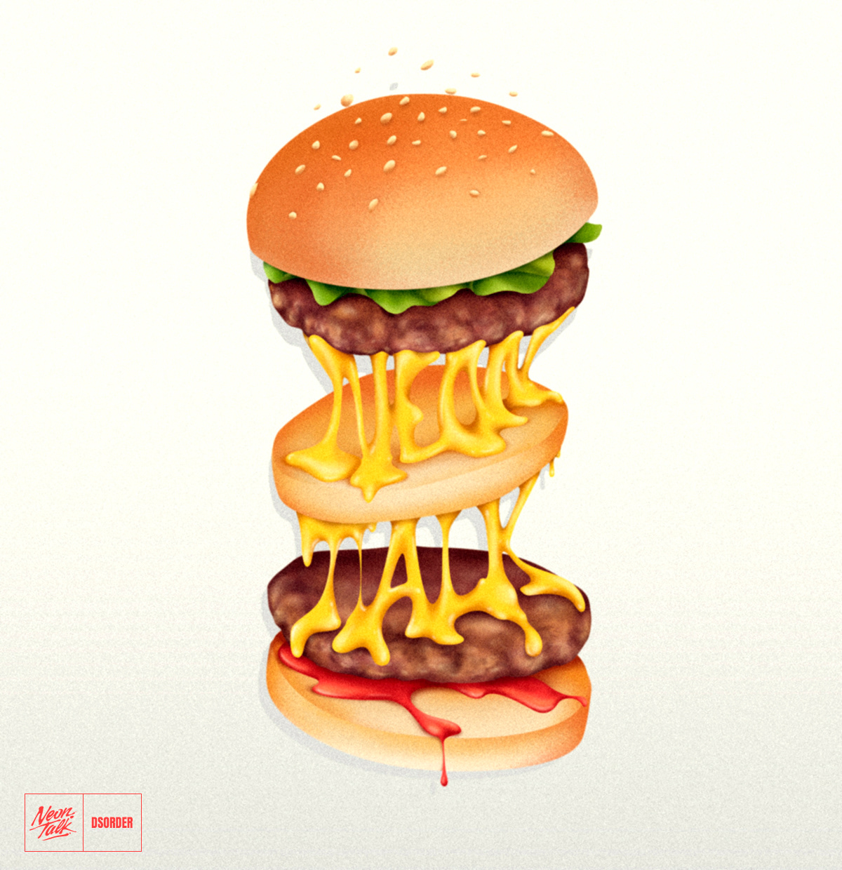 airbrush burger design fastfood hotdog ILLUSTRATION  lettering Pizza t-shirt tee