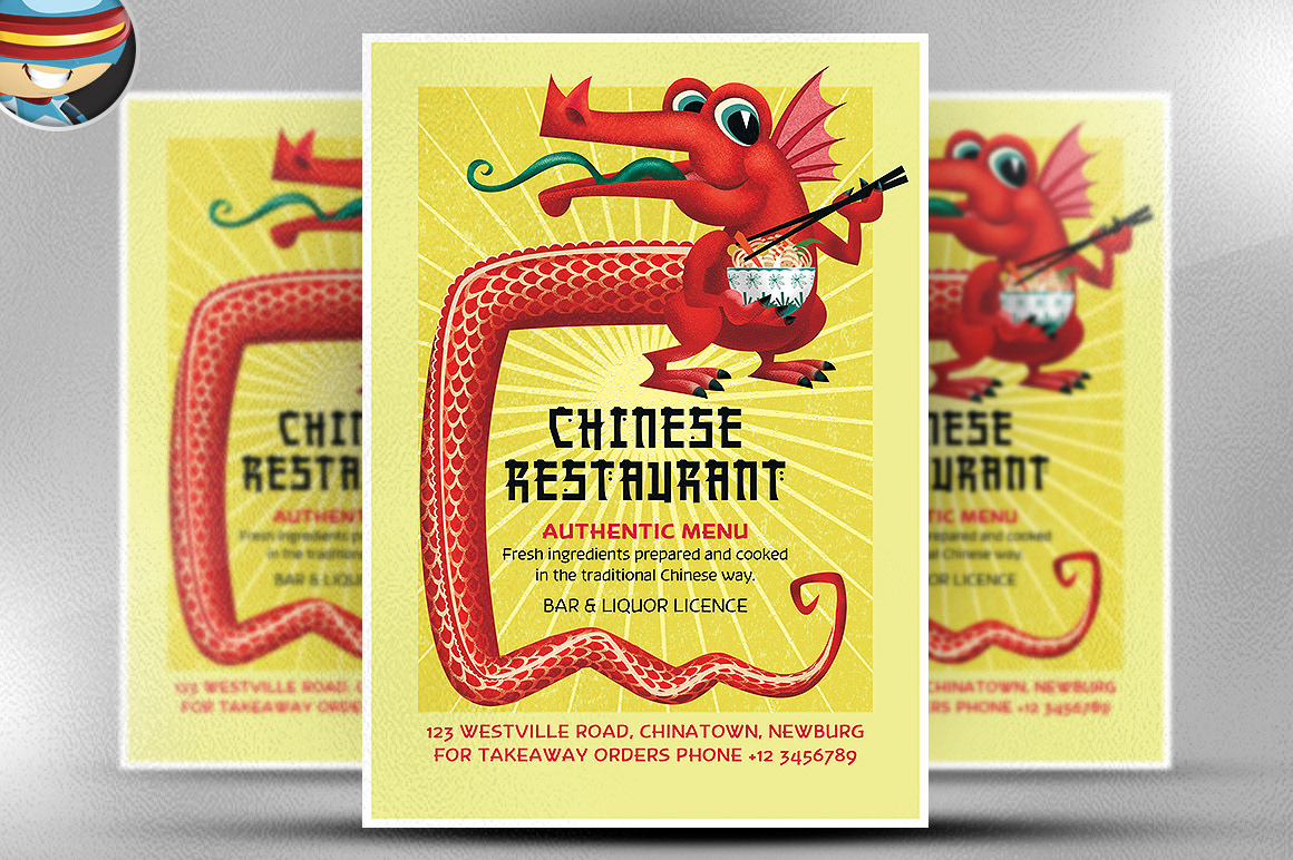 photoshop psd template flyer flyerheroes flyer design print media professional premium chinese Food  restaurant dragon