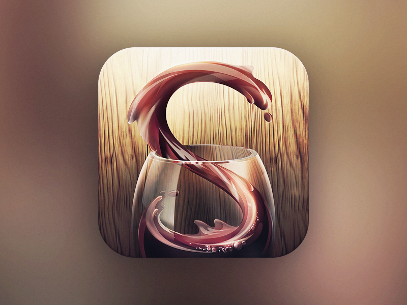 wine glass cup iphone ios app apple Liquid paint splash glow wood