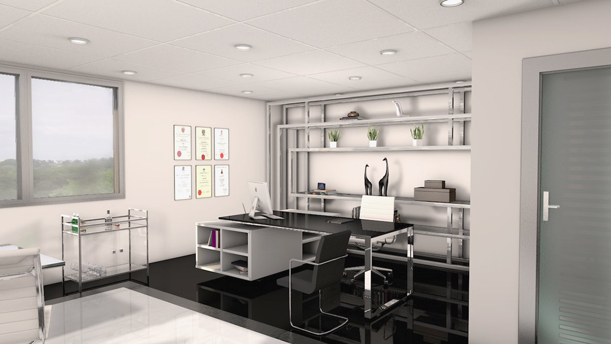 Cosmetic factory decoration design 3d modeling Office company reception meeting room clear