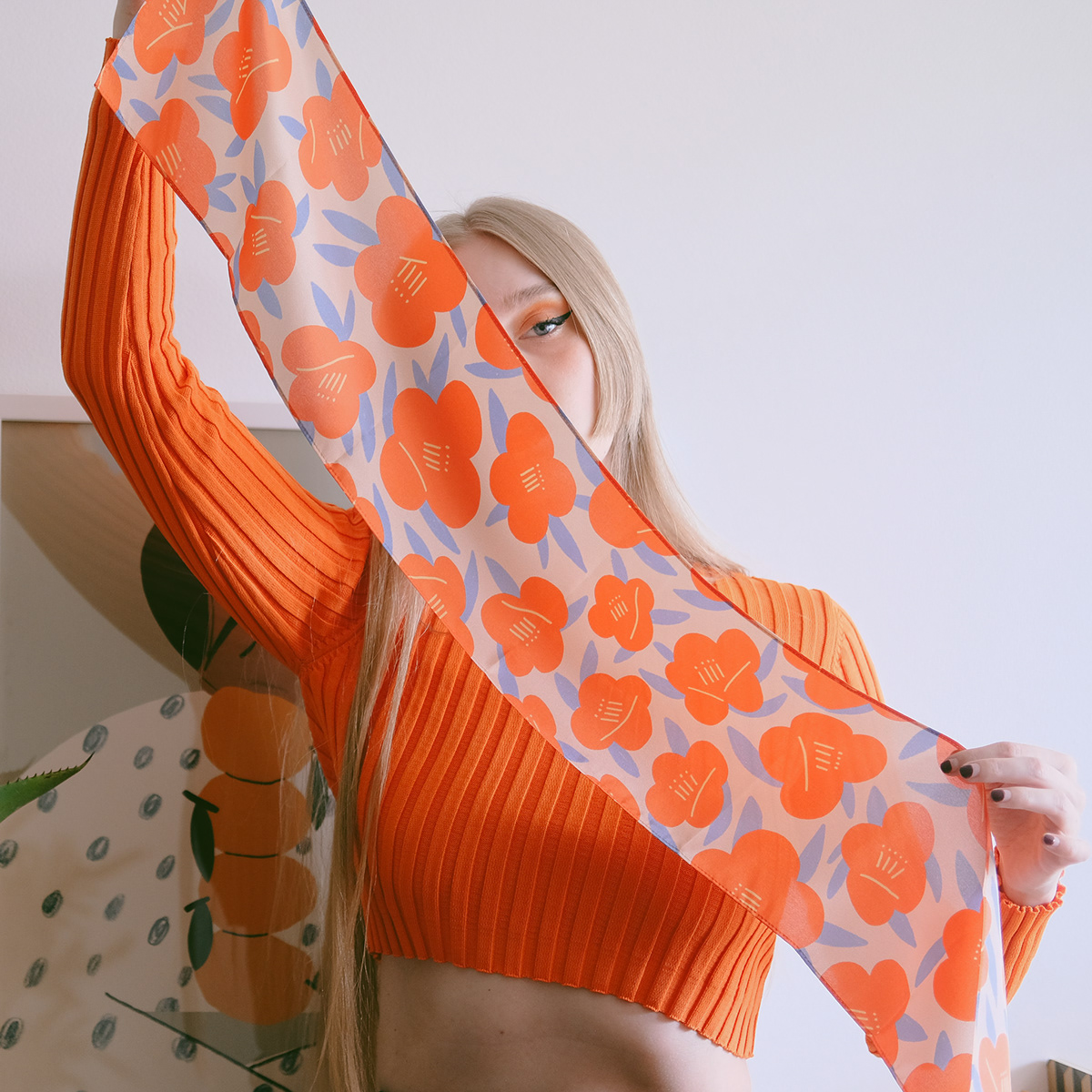 fashion accessory photoshoot lightroom Fashion  portrait Collaboration silk scarf textile design  Digital Art  Procreate