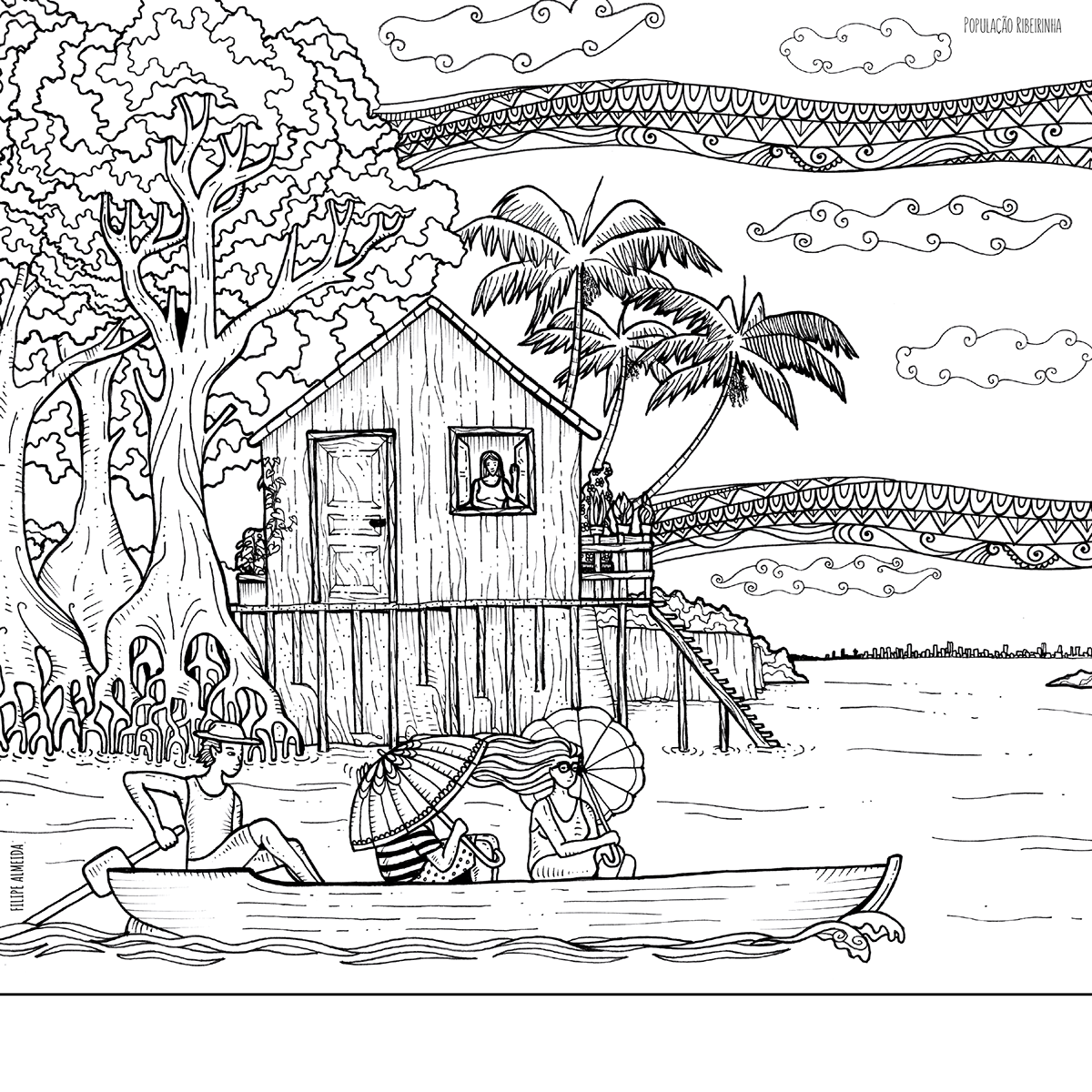 amazonia belém Belém 400 para Brasil livro de colorir Filipe Almeida cultura educação Brazil Amazon cultura paraense Ilustração desenho
